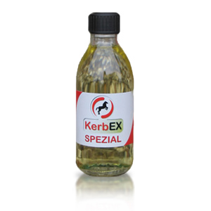 KerbEX Spezial | Für die Behandlung der Ohrmuschel, Bauchnaht, Brustnaht, Schlaucheuter. KerbEX Spezial ist ein reines Öl gegen Kriebelmücken.